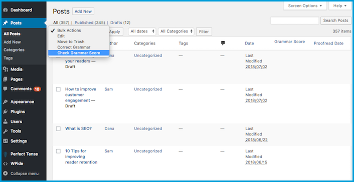 Image of Perfect Tense bulk calculate grammar score